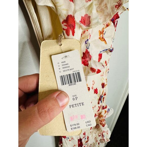 LET ME BE White Pink Floral Sleeveless Ruffle Maxi Dress NWT Size 0P Petite - Picture 6 of 12